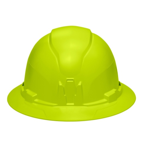 Klein 60910 Hard Hat, Non-Vented, Full Brim Style, High Visibility Lime