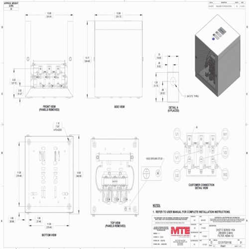 MTE DVTG0110E dV E-Series - 110 Amp, 208-600 VAC, NEMA 1/2, 40-100 HP, 2-4 kHz
