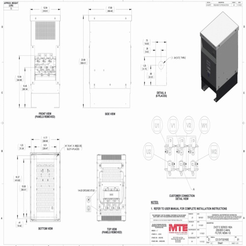 MTE DVTG0160E dV E-Series - 160 Amp, 208-600 VAC, NEMA 1/2, 60-150 HP, 2-4 kHz