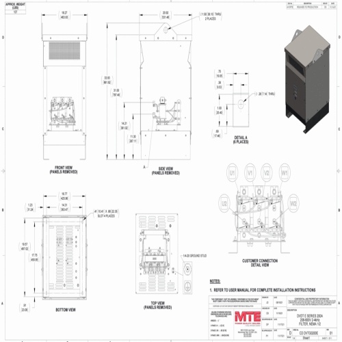MTE DVTG0200E dV E-Series - 200 Amp, 208-600 VAC, NEMA 1/2, 75-200 HP, 2-4 kHz