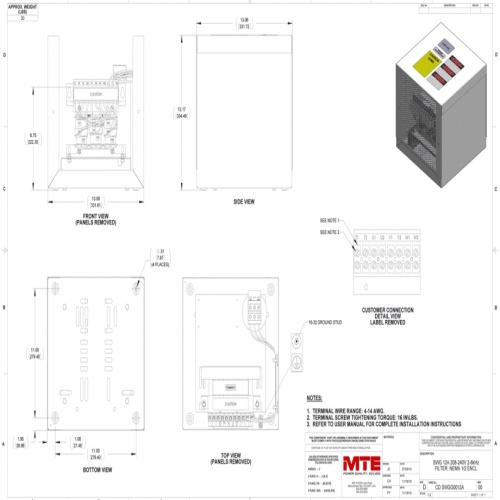 MTE SWGG0012A SineWave Guardian® - 12:00:00 AmpM, 208-240 VAC, NEMA 1/2, 75 Hz