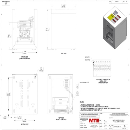MTE SWGG0017A SineWave Guardian® - 17 Amp, 208-240 VAC, NEMA 1/2, 75 Hz