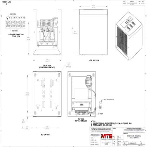 MTE SWGG0017D SineWave Guardian® - 17 Amp, 380-460 VAC, NEMA 1/2, 10 HP