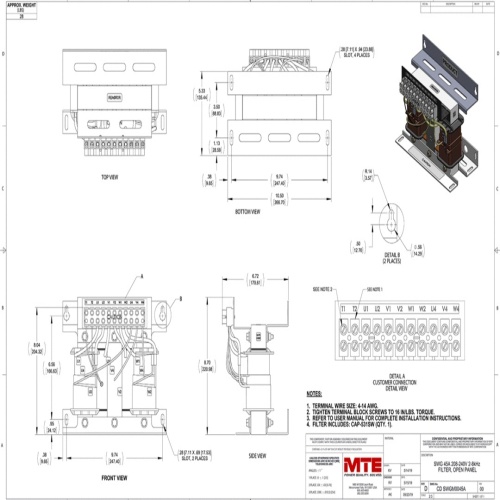 MTE SWGM0045A SineWave Guardian® - 45 Amp, 208-240 VAC, Open, 75 Hz