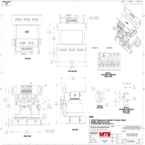 MTE SWGM0045E SineWave Guardian® - 45 Amp, 600 VAC, Open, 40 HP, 75 Hz