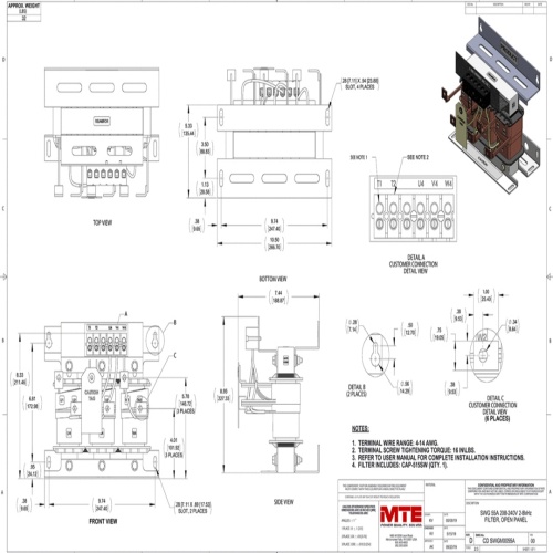 MTE SWGM0055A SineWave Guardian® - 55 Amp, 208-240 VAC, Open, 75 Hz