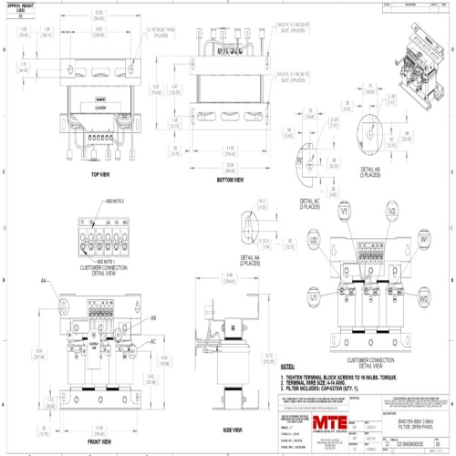 MTE SWGM0055E SineWave Guardian® - 55 Amp, 600 VAC, Open, 50 HP, 75 Hz