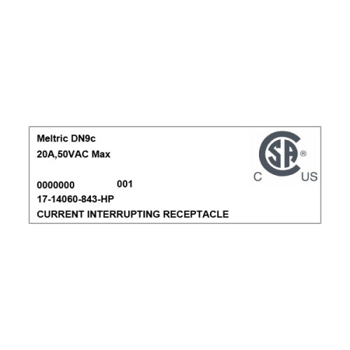 Meltric 17-14060-843-HP Multipin DN9c Receptacle 50 V 20A Blue Metal