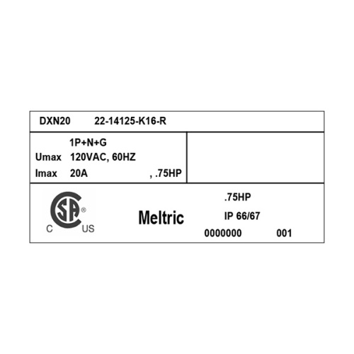 Meltric 22-14125-K16-R Hazardous Location Receptacle - 120 VAC, 20 Amp, Poly