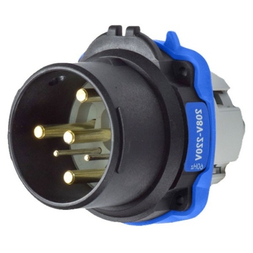 Meltric 22-68163-972 Hazardous Location DXN60 Inlet 208 VAC 60A Black Poly
