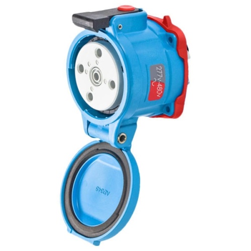 Meltric 31-14247-K04 Standard Duty DR30 Receptacle 277/480 VAC 30A Blue Poly