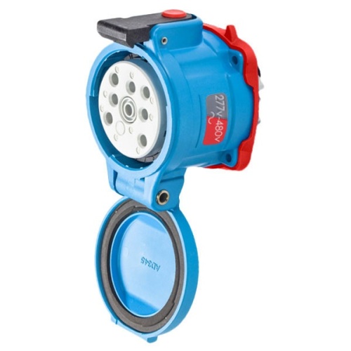 Meltric 33-34047-973-4X Switch-Rated DS30 Receptacle 277/480 VAC 30A Blue Poly