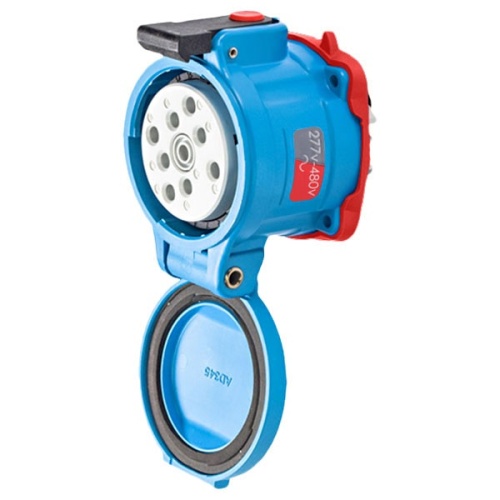 Meltric 33-34047-974-843-4X Switch-Rated DS30 Receptacle 277/480 VAC 30A Blue Poly