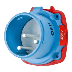 Meltric 33-38143-338 DS30 INLET POLY BLUE SIZE 3 TYPE 3R 3P+G 30 A 600 VAC 60 Hz NO AUX SELF-EJECTING PLUG RELEASE
