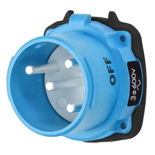 Meltric 33-38143-4X-AZT DS30 INLET POLY BLUE SIZE 3 TYPE 4X 3P+G 30 A 600 VAC 60 Hz TYPE 4X WATERTIGHTNESS ASTEC CORPORATION COMPONENT