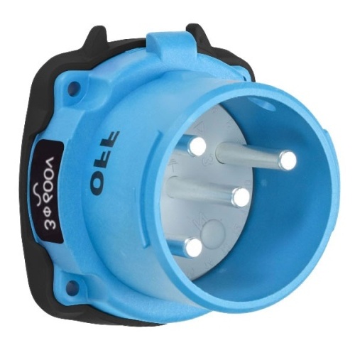 Meltric 33-38143-4X Switch-Rated DS30 Inlet 600 VAC 30A Blue Poly