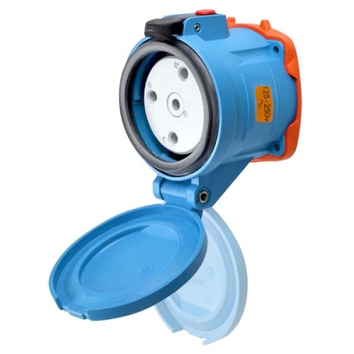 Meltric 33-64076 Switch-Rated DS60 Receptacle 125/250 VAC 60A Blue Poly