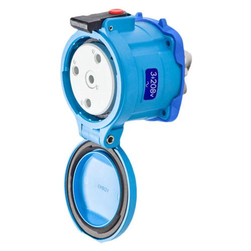 Meltric 33-64233-C-K16 Switch-Rated DS100C Receptacle 208 VAC 100A Blue Poly