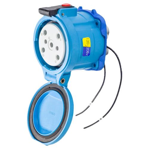 Meltric 33-64237-C-K16-972 Switch-Rated DS100C Receptacle 120/208 VAC 100A Blue Poly