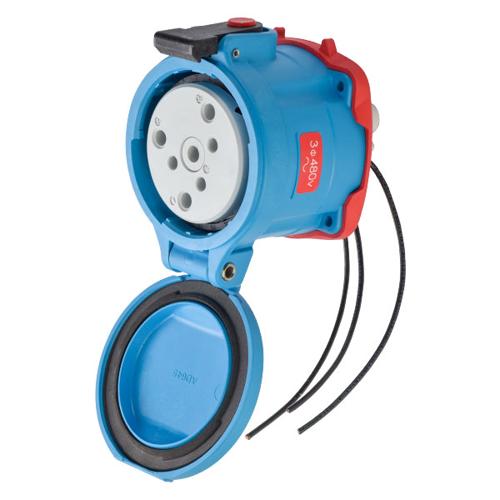 Meltric 33-64243-C-K04-263 Switch-Rated DS100C Receptacle 480 VAC 100A Blue Poly