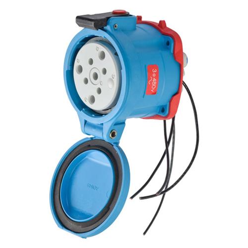 Meltric 33-64243-C-K04-264 Switch-Rated DS100C Receptacle 480 VAC 100A Blue Poly