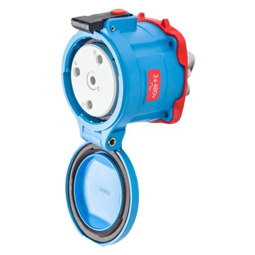 Meltric 33-64243-C-K04 Switch-Rated DS100C Receptacle 480 VAC 100A Blue Poly