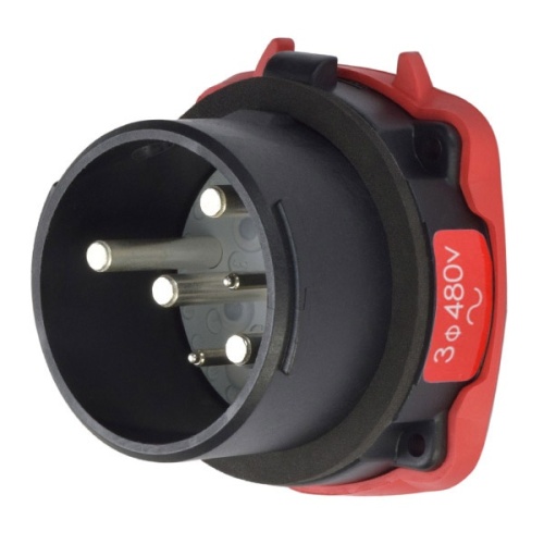 Meltric 35-38043-972-HAZ Hazardous Location DS30 Inlet 480 VAC 30A Black Poly