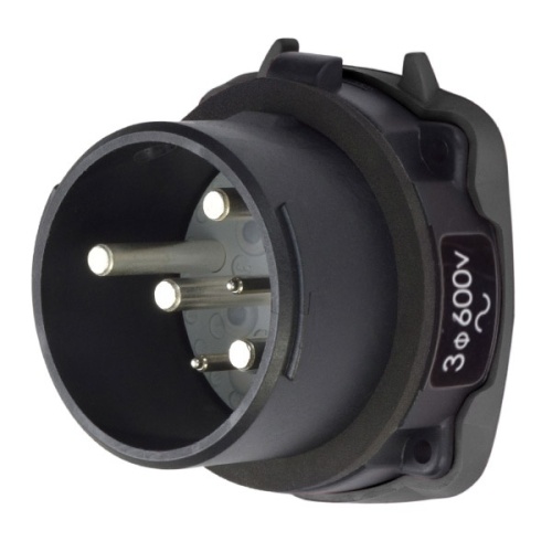 Meltric 35-38143-972-HAZ Hazardous Location DS30 Inlet 600 VAC 30A Black Poly