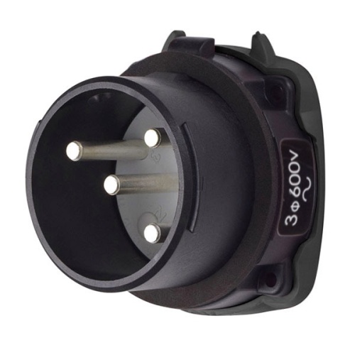 Meltric 35-38143-HAZ Hazardous Location DS30 Inlet 600 VAC 30A Black Poly