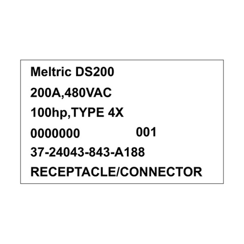 Meltric 37-24043-843-A188 Switch-Rated Receptacle - 480 VAC, 200 Amp, Metal