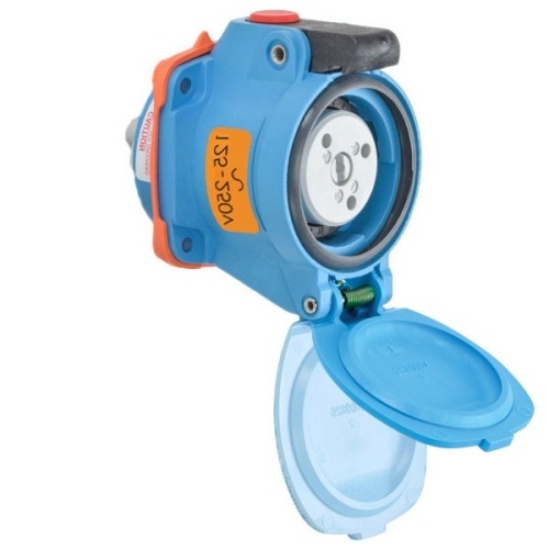 Meltric 63-14076-NC DSN20 Switch-Rated Receptacle 125/250 VAC 20A Blue Poly