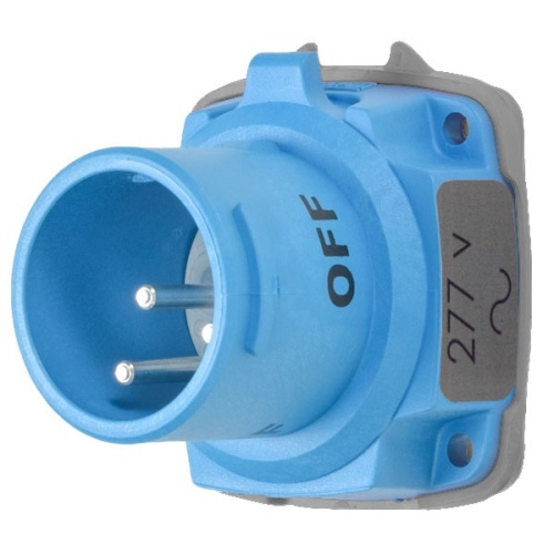 Meltric 63-18045 DSN20 Switch-Rated Inlet 277 VAC 20A Blue Poly