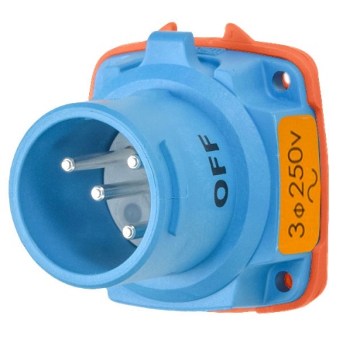 Meltric 63-18073 DSN20 Switch-Rated 3P+G Poly Inlet (Male) 250 VAC 20A Blue Poly