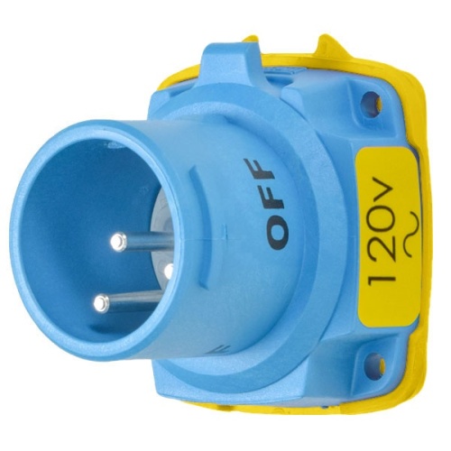 Meltric 63-18125-K16 DSN20 Switch-Rated Inlet 120 VAC 20A Blue Poly