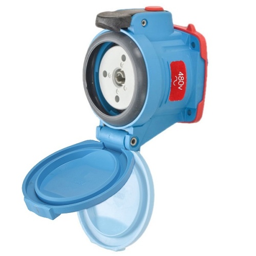 Meltric 63-34043-NC DSN30 Switch-Rated Receptacle 480 VAC 30A Blue Poly