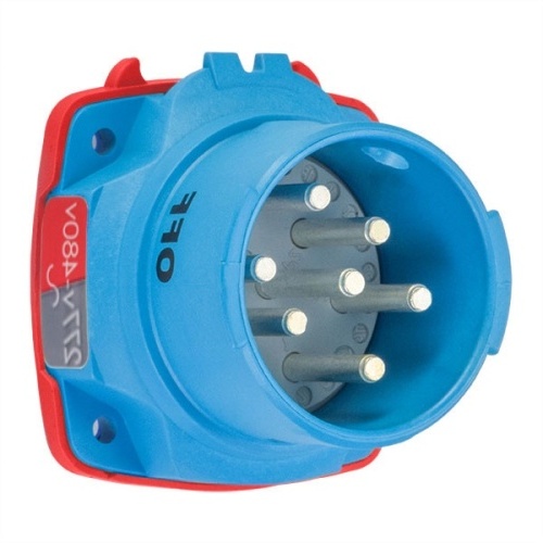 Meltric 63-38043-972-270 Switch-Rated Inlet - 480 VAC, 30 Amp, Poly