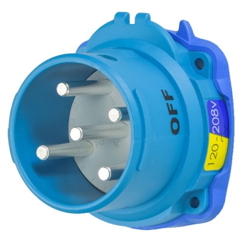 Meltric 63-38167 DSN30 Switch-Rated 3P+G Poly Inlet (Male) 120/208 VAC 30A Blue Poly