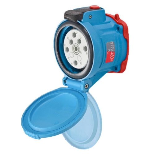 Meltric 63-64047-972 DSN60 Switch-Rated Receptacle 277/480 VAC 60A Blue Poly