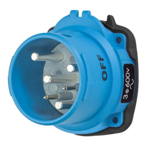 Meltric 63-68143-972 DSN60 Switch-Rated Inlet 600 VAC 60A Blue Poly