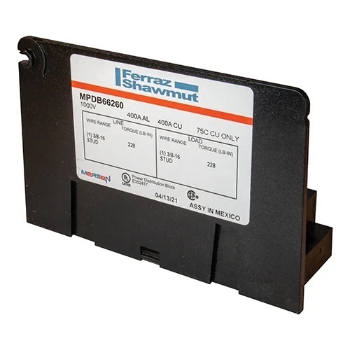 Mersen MPDB66260 Power Distribution Block, 1000 Volts, 400 Amp