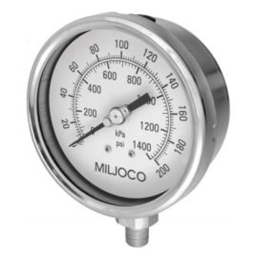 Miljoco P4099LY11-50 INDUSTRIAL GAUGE - 4.0" GAUGE 0-1000 PSI