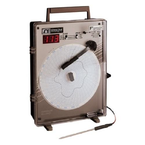 Omega CT87HC-220 Circular Temperature Chart Recorder with Type J Thermocouple