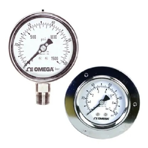 Omega PGM-100B-15PSI/1BAR Liquid Fillable Industrial Pressure Gauge