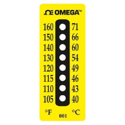 Omega TL-E-250-10 8 Dot Water Resistant Non-Reversible Temperature Label