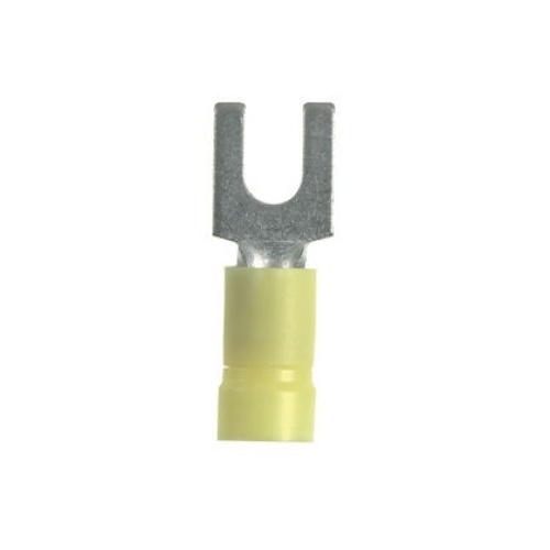Panduit EV10-14FBK-Q StrongHold™ Loose Piece Fork, Ylw, Vinyl, 1/4" Stud, 12-10AWG, PK25