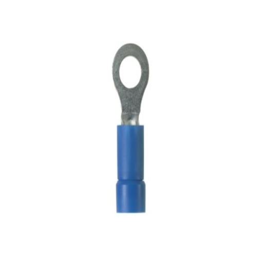 Panduit EV14-14RB-Q StrongHold™ Ring Terminal, Blue, Vinyl, 1/4" Stud, 16-14 AWG, PK25