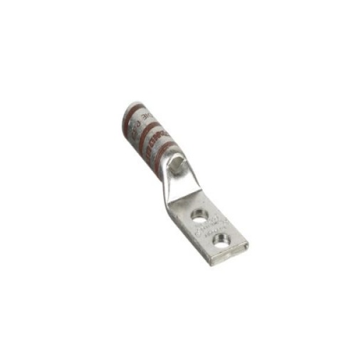Panduit LCCX2-14A-E Pan-Lug™ Compression Lug, Flex, Tin Plt Copper, Strt, Two 1/4" Stud, PK20