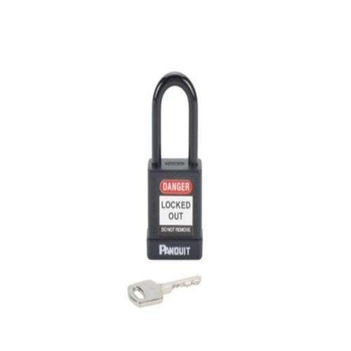 Panduit PSL-8BL Short Shackle Padlock, Black, 1.58", PK1