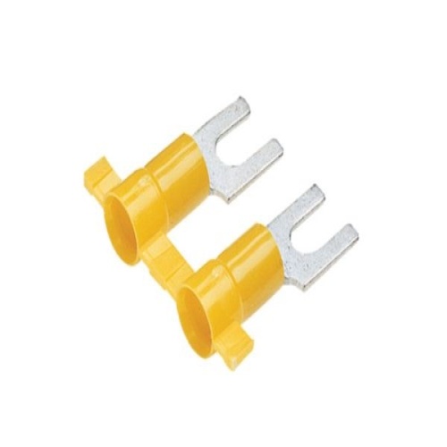 Panduit PV10-10FB-2K Reel Smart™ Fork Terminal, Yellow, Vinyl, 10-12 AWG, #10 Stud