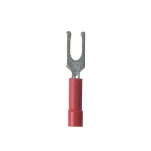 Panduit PV18-8LF-MY Pan-Term® Fork Terminal, Red, Vinyl, 18-22 AWG, #8 Stud, PK1000